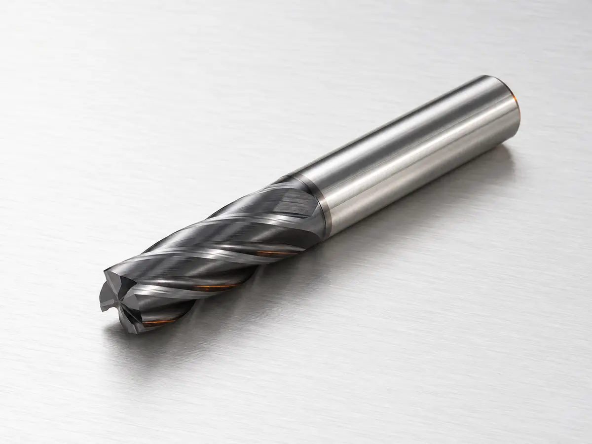 Dark coated four-flute flat end mill